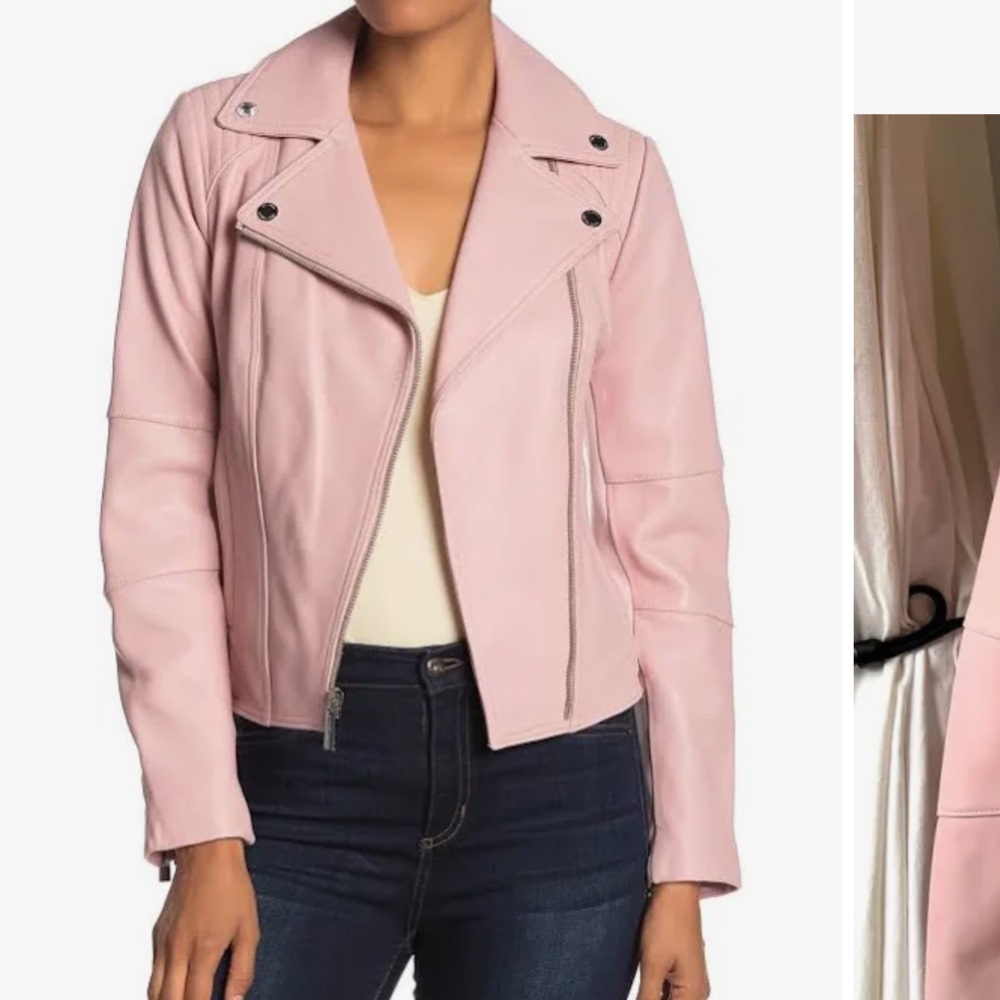 Michael Kors Pink w/Gold Detail Leather Jacket